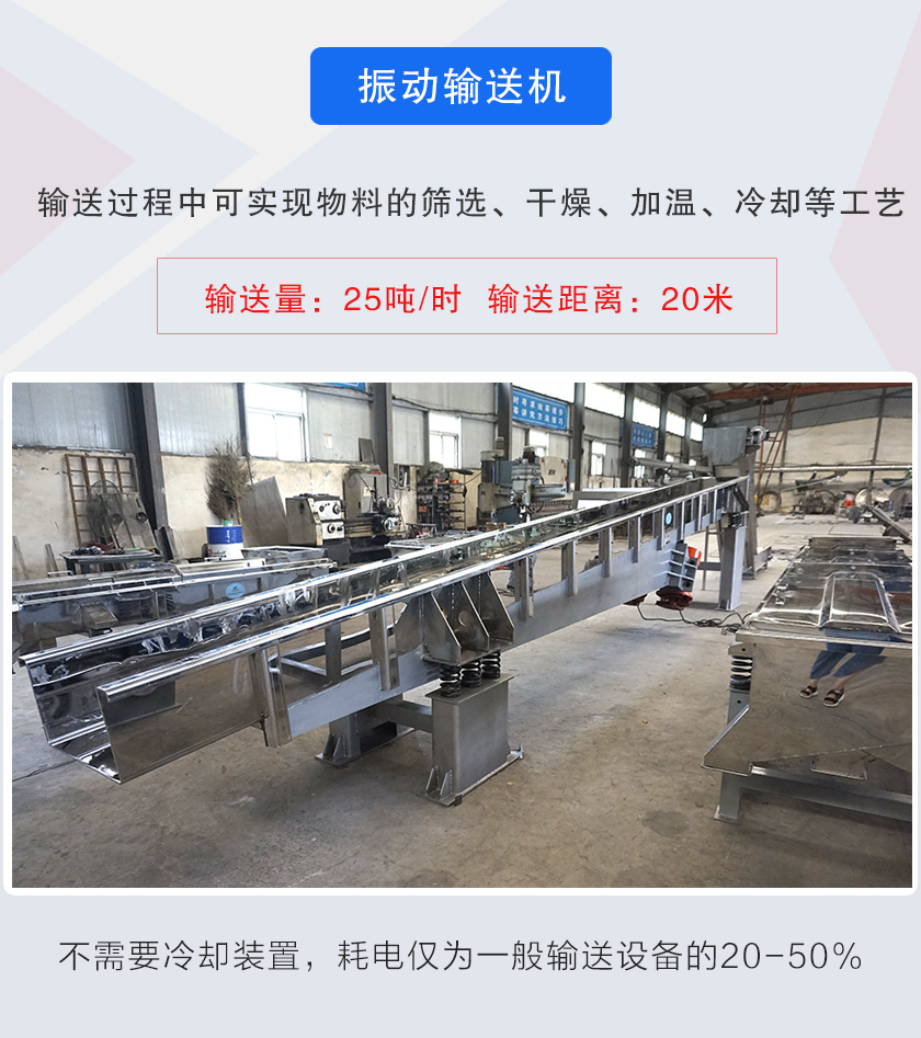 輸送過(guò)程中可實(shí)現(xiàn)物料的篩選、干燥、加溫、冷卻等工藝